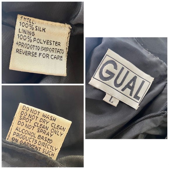 Y2K GUAL Designer Silk Embroidered Beaded Daisy Long Dress Black Size Large - Picture 12 of 12